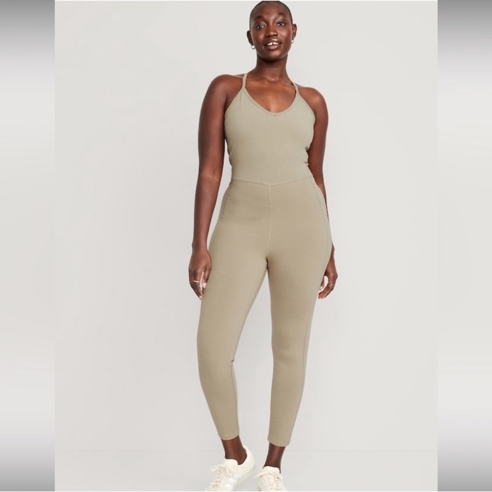 Old Navy Tan Jumpsuit Active Power Chill with Fitted Silhouette